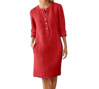 MaNMaNing Abito Casual da Donna con Bottoni E Tasche per E Vestito Donna Vestito Lungo Elegante Lungo Nero Abito Cerimonia Cerimonia Battesimo