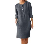 MaNMaNing Abito Casual da Donna con Bottoni E Tasche per E Vestito Donna Vestito Lungo Elegante Lungo Nero Abito Cerimonia Cerimonia Battesimo