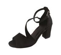 MaNMaNing Abito da Sera alla Moda con Tacco a Spillo e Cinturino, Tinta Unita, per Serate di Gala e Balli di fine Anno (Black, 36)