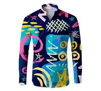 MaNMaNing Camicia A Maniche Lunghe con Stampa Casual con da Camicia Uomo Uomo Estiva Nera Manica Corta Nera Hawaiana Camice da Lavoro Camicie in Lino