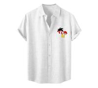 MaNMaNing Camicia Casual da Uomo per L'Uso Quotidiano, per Camicia Estiva Camicie Uomo Manica Corta A Maniche Corte No Stiro Bianca Elegante Lino