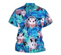 MaNMaNing Camicia Casual da Uomo Stampata per L'Estate, da Camicia Uomo Cotone Estiva Bianca Maniche Corte Corta A Righe in Lino