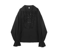 MaNMaNing Camicia Uomo Oktoberfest Volant Pizzo Collo Gotico retrò Casual Giacca Travestimento per Feste e Birra Camicia Bavarese Uomo, XXL