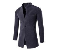 MaNMaNing Cappotto Uomo Invernale Cappotto invernale da uomo con colletto a maniche lunghe in pelle, trench (Grey, S)