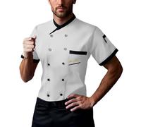 MaNMaNing Cardigan Uomo da Lavoro per Chef con Maniche Corte Ideale per Cucina e Ristorante Confortevole e Professionale Tessuto Traspirante e Facile da Lavare Perfetto per Uso intensivo e Quotidiano
