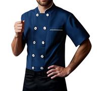MaNMaNing Cardigan Uomo Estate Leggero con Maniche Corte e Collo Alto Perfetto per Chef e Lavoro Confortevole e Pratico Ideale per Caldo e Ambienti Professionali