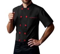 MaNMaNing Cardigan Uomo Estate Leggero con Maniche Corte e Collo Alto Perfetto per Chef e Lavoro Confortevole e Pratico Ideale per Caldo e Ambienti Professionali
