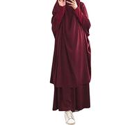 MaNMaNing Completo Donna Elegante per Musulmane con Kaftan e Gonna per Cerimonie o Casual Morbido e Sofisticato con Cappuccio Design Moderno