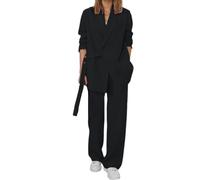 MaNMaNing Completo Donna Taglie Forti con Giacca e Pantaloni Wide Leg per Ufficio o Casual Stile Elegante e Loose Fit per Stagioni Intermedie Donne Moderne