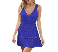 MaNMaNing Copricostume Donna Mare Vestito da Spiaggia Sexy da Donna con Scollo A V Copricostume Mare Cotone Lungo Vestitino Camicia Lunga