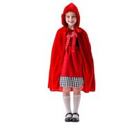 MaNMaNing Costume Bambina Natale Tema Cappuccetto Rosso Set 4 Pezzi Party in Maschera Cosplay Completo Mantella Cappello Cestino