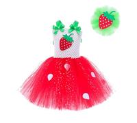 MaNMaNing Costume Carnevale Bambina Abito Rosso Principessa Rete Frutta Cartoon Festa Compleanno Vestito Cosplay Ragazza Abito Festivo Maschera sfilata teatro Spettacolo Costume Party Festivo