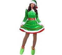 MaNMaNing Costume da Elfo Verde Elegante Donna Party Spettacoli Tema Natale Abito in Stile Cortigiano Feste ed Eventi Tema Look Raffinato Festivo Indimenticabile sotto L'Albero