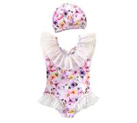 MaNMaNing Costume Intero Bambina Colletto Pizzo Principessa Gioco Acqua Neonata Costume Intero Pizzo Bambina (1-2 Years)