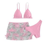 MaNMaNing Costume Intero Bambina Costume da Bagno Due Pezzi Bikini con Copricostume in Rete Rash Guard per Ragazze Adolescenti Mare Tre Pezzi Elegante Estate 9 16 Anni Set Bikini Ragazza (9-10 Years)