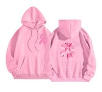MaNMaNing Felpa con Cappuccio Donna Cancro al Seno Awareness Lettere Stampa Oversize Pullover Maglia Cappuccio Casual Solidale E Confortevole (Rosa, XXL) Man2175
