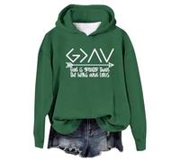 MaNMaNing Felpa con Cappuccio Donna Dio È più Grande degli Alti E Bassi Stampa Girocollo Maglia Pullover Cappuccio Casual Religioso Confortevole E di Fede (Dark Verde, L)