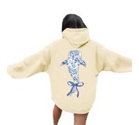 MaNMaNing Felpa con Cappuccio Donna Lettere Stampa Pullover Maglia Cappuccio Casual Confortevole per Tutti I Giorni Stile E Comfort (Beige, S)