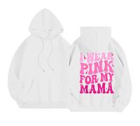 MaNMaNing Felpa con Cappuccio Donna Prevenzione Cancro Seno Stampa Lettere Pullover Maglia Cappuccio Casual Solidale Confortevole E Significativa (Bianco, L)