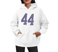 MaNMaNing Felpa con Cappuccio Donna San Valentino Stampa Numero 44 Ampia Pullover Maglia Cappuccio Casual Romantico E Confortevole per La Festa degli Innamorati (Bianco, L)