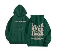 MaNMaNing Felpa con Cappuccio Donna Stampa Lettere Maniche Lunghe Tasche Maglia Pullover Cappuccio Casual Confortevole E Trendy (Verde, L) Mm54806