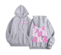 MaNMaNing Felpa con Cappuccio Donna Stampa Moda Girocollo Pullover Confortevole Maglia Cappuccio Casual Top Stiloso per Le Donne (Grey, XXL)