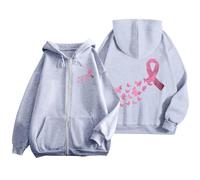 MaNMaNing Felpa con Cappuccio Donna Zip Pile Foderato Inverno Caldo Oversize Tasche Pullover Maglia Cappuccio Casual Confortevole E Avvolgente (Grey, S)