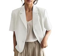 MaNMaNing Giacca Blazer Donna Casual con Design Monocromo e Apertura Frontale, Maniche Corte e Taglio Loose, Perfetta per Stile Informale e Lavoro, Tessuto Confortevole e Moderno