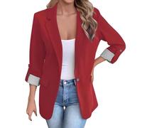 MaNMaNing Giacca Blazer Donna con Maniche 3/4 Arrotolate e Bottoni, Design Slim e Casual, Perfetta per Stile Informale e Lavoro, Tessuto Morbido e Confortevole, Ideale per Tutto L'Anno