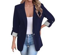 MaNMaNing Giacca Blazer Donna con Maniche 3/4 Arrotolate e Bottoni, Design Slim e Casual, Perfetta per Stile Informale e Lavoro, Tessuto Morbido e Confortevole, Ideale per Tutto L'Anno