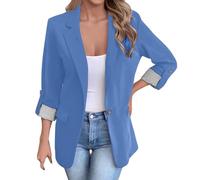 MaNMaNing Giacca Blazer Donna con Maniche 3/4 Arrotolate e Bottoni, Design Slim e Casual, Perfetta per Stile Informale e Lavoro, Tessuto Morbido e Confortevole, Ideale per Tutto L'Anno