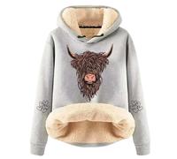 MaNMaNing Giacca con Cappuccio Donna Inverno Lana Spessa Calda Tinta Unita Pile Pecora Maglia Pullover Cappuccio Soffice E Confortevole (Light Grigio, XXL) Mm59335