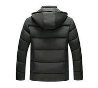 MaNMaNing Giacca Imbottita Uomo Invernale in Pile con Cappuccio Staccabile Cerniera e Tasche Colore Unito Calda e Pratica Ideale per Tempo Freddo e Urbani