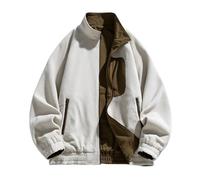 MaNMaNing Giacca uomo in pile reversibile leggera e calda con collo e cerniera per uso quotidiano versatile e trendy ideale per look urbani e creativi