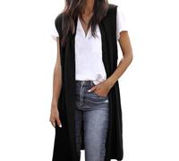 MaNMaNing Gilet Invernale Donna Lungo Senza Maniche Aperto Frontale Cardigan Tunica Morbido E Caldo per Autunno Inverno Ideale per Strati Termici sotto Il Cappotto Elegante E Avvolgente