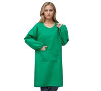 MaNMaNing Grembiule da Cucina da Donna con Grandi Tasche Grembiule a Maniche Lunghe per Cucinare Cottura al Forno Lavoro Grembiuli da Chef Grembiule da Cucina Grembiule da Barbecue (Green, One Size)