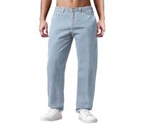 MaNMaNing Jeans Uomo Coreani Pantaloni Jeans con Taglio Largo e Dritto e Nona Lunghezza Perfetti per Stile Studentesco Casual Pantaloni Uomo Comodi