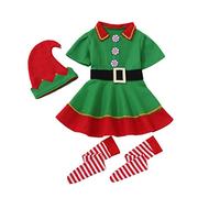 MaNMaNing Natale Set Famiglia Costumi Bambina Costume da Elfo Vestito Famiglia Bambini Ragazza Carnevale Gonna Cappelli Calzini Christmas Santa Costume per Natale St Patrick Day Carnevale e Cosplay