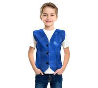 MaNMaNing Panciotto Carnevale Quadri Patchwork Paillettes Laser Applique Stampa palcoscenico Performance Festa Panciotto Carnevale Bambino (Blue, 11-12Years)