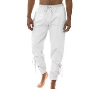 MaNMaNing Pantaloni Uomo con Polsino e Lacci Uniscolore con Cavigliera Costume Pantaloni Uomo Comprimibili e Puri