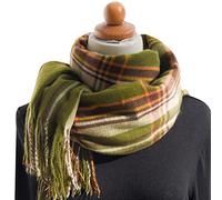 MaNMaNing Sciarpa scialle donna autunno inverno motivo plaid colorato con frange lunghe e tessuto spesso e caldo per un look elegante bohemien
