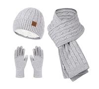MaNMaNing Set Invernale Donna a Maglia con Cappello Sciarpa e Guanti in Pile Morbido e Caldo Perfetto per Proteggersi dal Freddo Intenso Ideale per Donne Che Cercano Un Set Completo Coordinato