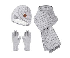 MaNMaNing Set Invernale Donna a Maglia con Cappello Sciarpa e Guanti in Pile Morbido e Caldo Perfetto per Proteggersi dal Freddo Intenso Ideale per Donne Che Cercano Un Set Completo Coordinato