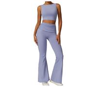 MaNMaNing Set Yoga Donna Due Pezzi Top Schiena Scoperta e Leggins Elastici Morbidi Traspiranti Asciugatura Rapida per Running Fitness Yoga e Sport Snellenti Modellanti Coordinati