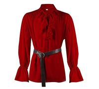 MaNMaNing Top Uomo Medievale Halloween Lacci Maniche Gonfie Volant Cosplay Travestimento per Feste e Carnevale Camicia Medievale Uomo, L
