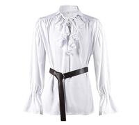 MaNMaNing Top Uomo Medievale Halloween Lacci Maniche Gonfie Volant Cosplay Travestimento per Feste e Carnevale Camicia Medievale Uomo, L