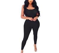 MaNMaNing Tuta Intera Donna Tute Da Donna Senza Maniche Con Spalline Aderenti E Canottiere Monopezzi e tutine Nero,M