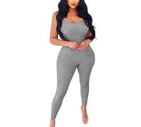 MaNMaNing Tuta Intera Donna Tute Da Donna Senza Maniche Con Spalline Aderenti E Canottiere Monopezzi e tutine Grey,M