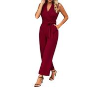 MaNMaNing Tuta Jumpsuit Senza Maniche Donna Scollo a V Pantaloni Lunghi Elegante e Versatile Perfetta per L'Estate Tutina Estiva