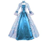 MaNMaNing Vestito Palazzo Donna Vittoriana Abito Lungo Satin con Pizzo Costume Storico per Carnevale Halloween Festa Rinascimentale